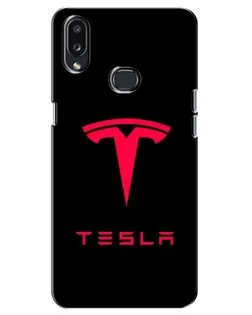 Чехол для Samsung Galaxy A10s (A107) с картинкой «Tesla Red Logo»