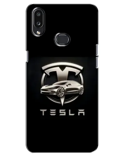 Чехол для Samsung Galaxy A10s (A107) с картинкой «Tesla — серебристое авто»