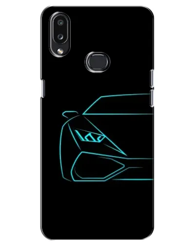 Чехол для Samsung Galaxy A10s (A107) с картинкой «Голубой силуэт Lamborghini»