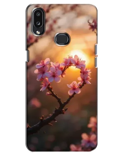 Чохол для Samsung Galaxy A10s (A107) з картинкою «Рожевий цвіт  сердечко на тлі заходу»