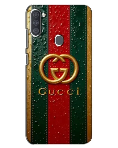 Чехол для Samsung Galaxy A11 (A115) с картинкой «Gucci — фирменная полоса и золото» Чехол для Samsung Galaxy A11 (A115) с картинкой «Gucci — фирменная полоса и золото»