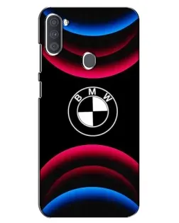 Чехол для Samsung Galaxy A11 (A115) с картинкой «Логотип BMW и неоновые дуги»