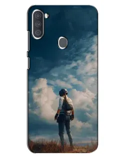 Чехол для Samsung Galaxy A11 (A115) с картинкой «Герой PUBG на скале»