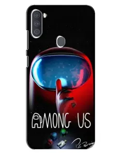 Чехол для Samsung Galaxy A11 (A115) с картинкой «Красный импостер — макро»