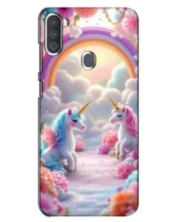 Чехол для Samsung Galaxy A11 (A115) с картинкой «Радуга и единороги»
