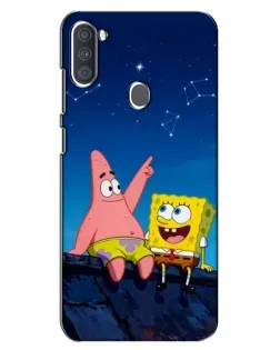 Чехол для Samsung Galaxy A11 (A115) с картинкой «Губка Боб и Патрик ночью»