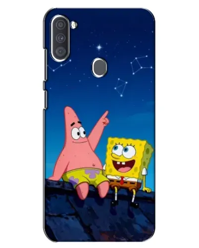 Чехол для Samsung Galaxy A11 (A115) с картинкой «Губка Боб и Патрик ночью»