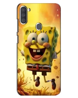Чехол для Samsung Galaxy A11 (A115) с картинкой «Губка Боб прыгает»