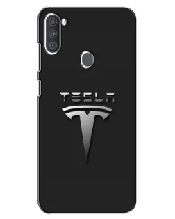 Чехол для Samsung Galaxy A11 (A115) с картинкой «Стальной логотип Tesla» Чехол для Samsung Galaxy A11 (A115) с картинкой «Стальной логотип Tesla»