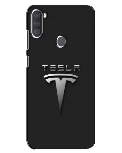 Чехол для Samsung Galaxy A11 (A115) с картинкой «Стальной логотип Tesla»