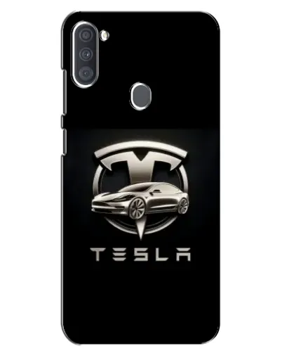 Чехол для Samsung Galaxy A11 (A115) с картинкой «Tesla — серебристое авто»