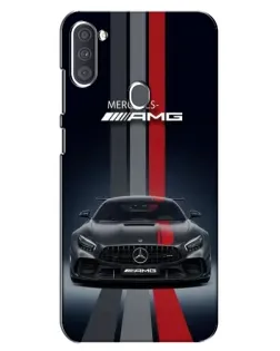 Чехол для Samsung Galaxy A11 (A115) с картинкой «Mercedes — белый карбон»