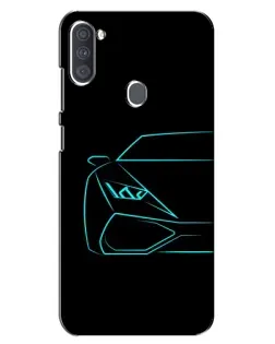 Чехол для Samsung Galaxy A11 (A115) с картинкой «Голубой силуэт Lamborghini»