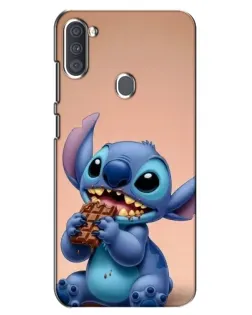 Чехол для Samsung Galaxy A11 (A115) с картинкой «Стич ест шоколад»