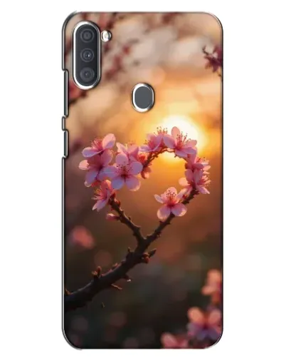 Чехол для Samsung Galaxy A11 (A115) с картинкой «Розовый цвет сердце на фоне заката»