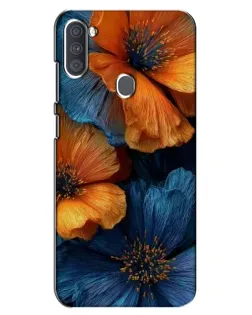 Чехол для Samsung Galaxy A11 (A115) с картинкой «Яркая сине-оранжевая флора»