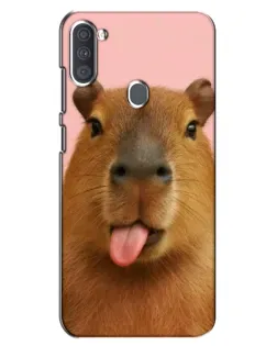 Чехол для Samsung Galaxy A11 (A115) с картинкой «Капибара с языком»