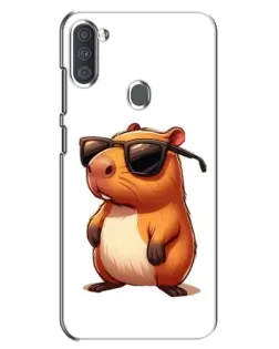 Чехол для Samsung Galaxy A11 (A115) с картинкой «Капибара в очках»