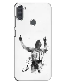 Чехол для Samsung Galaxy A11 (A115) с картинкой «Черно-белый силуэт Месси»