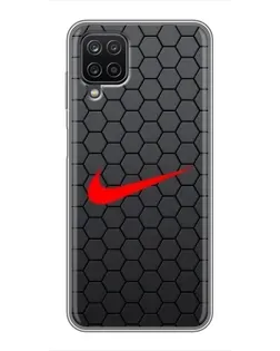 Чехол для Samsung Galaxy A12 с картинкой «Nike — карбоновая сетка»