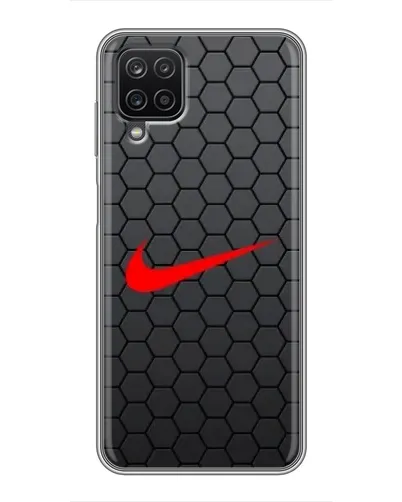 Чехол для Samsung Galaxy A12 с картинкой «Nike — карбоновая сетка»