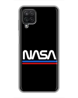 Чехол для Samsung Galaxy A12 с картинкой «NASA — классика Red Blue»