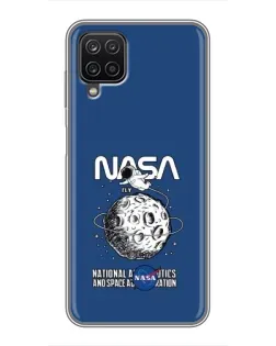 Чехол для Samsung Galaxy A12 с картинкой «NASA — лунная миссия»