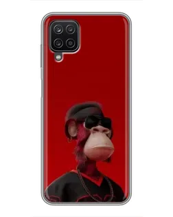 Чехол для Samsung Galaxy A12 с картинкой «Bored Ape в красном»