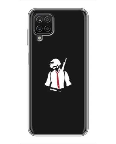 Чехол для Samsung Galaxy A12 с картинкой «PUBG — силуэт воина»