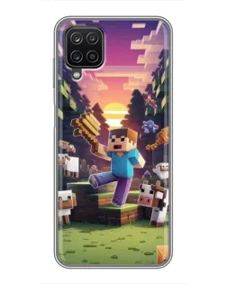 Чехол для Samsung Galaxy A12 с картинкой «Стив на ферме»