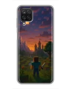 Чехол для Samsung Galaxy A12 с картинкой «Стив у башни»
