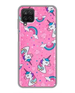 Чехол для Samsung Galaxy A12 с картинкой «Unicorn паттерн розовый»