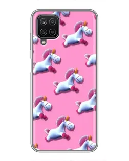 Чехол для Samsung Galaxy A12 с картинкой «Единороги на розовом»