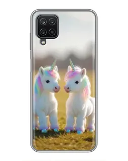 Чехол для Samsung Galaxy A12 с картинкой «Пара единорогов»