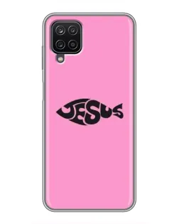 Чехол для Samsung Galaxy A12 с картинкой «Розовый символ  Jesus»