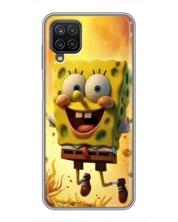 Чехол для Samsung Galaxy A12 с картинкой «Губка Боб прыгает»