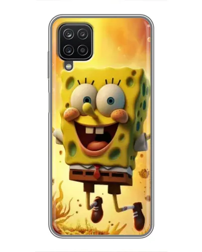 Чехол для Samsung Galaxy A12 с картинкой «Губка Боб прыгает»
