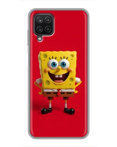 Чехол для Samsung Galaxy A12 с картинкой «Спанч Боб на красном»