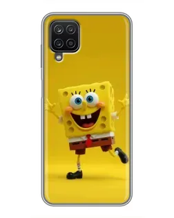 Чехол для Samsung Galaxy A12 с картинкой «Позитивный Губка Боб»