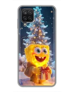 Чехол для Samsung Galaxy A12 с картинкой «Рождественский Спанч Боб»
