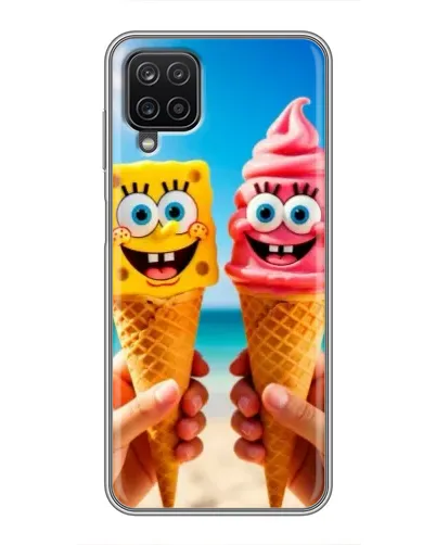 Чехол для Samsung Galaxy A12 с картинкой «Спанч Боб мороженое»