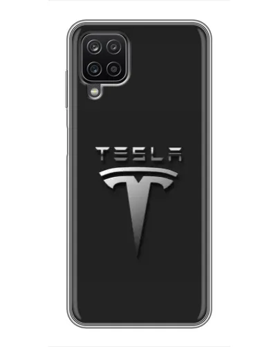 Чехол для Samsung Galaxy A12 с картинкой «Стальной логотип Tesla» Чехол для Samsung Galaxy A12 с картинкой «Стальной логотип Tesla»