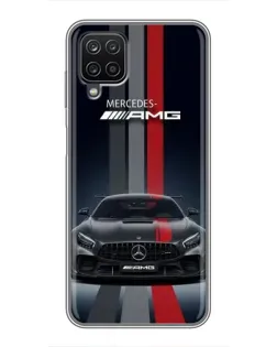 Чехол для Samsung Galaxy A12 с картинкой «Mercedes — белый карбон»