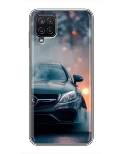 Чехол для Samsung Galaxy A12 с картинкой «Mercedes — ночной город»