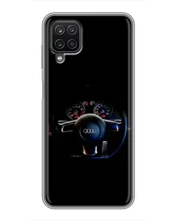 Чехол для Samsung Galaxy A12 с картинкой «Салон Audi — руль»