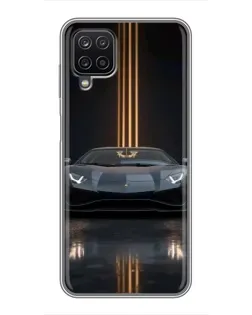 Чехол для Samsung Galaxy A12 с картинкой «Lamborghini золотые линии»