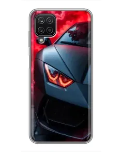 Чехол для Samsung Galaxy A12 с картинкой «Lamborghini красное сияние»