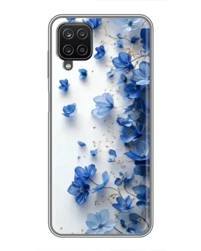 Чехол для Samsung Galaxy A12 с картинкой «Голубой цветочный каскад»