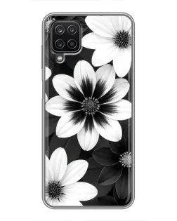 Чехол для Samsung Galaxy A12 с картинкой «Монохромные астры»