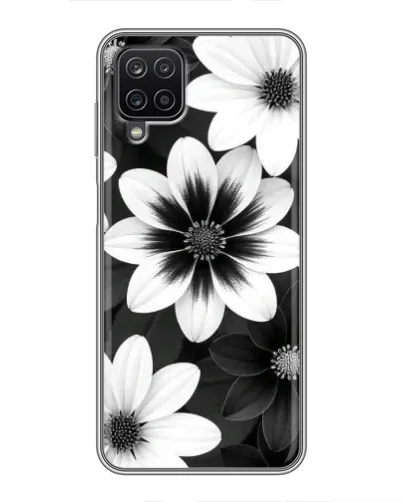 Чехол для Samsung Galaxy A12 с картинкой «Монохромные астры»